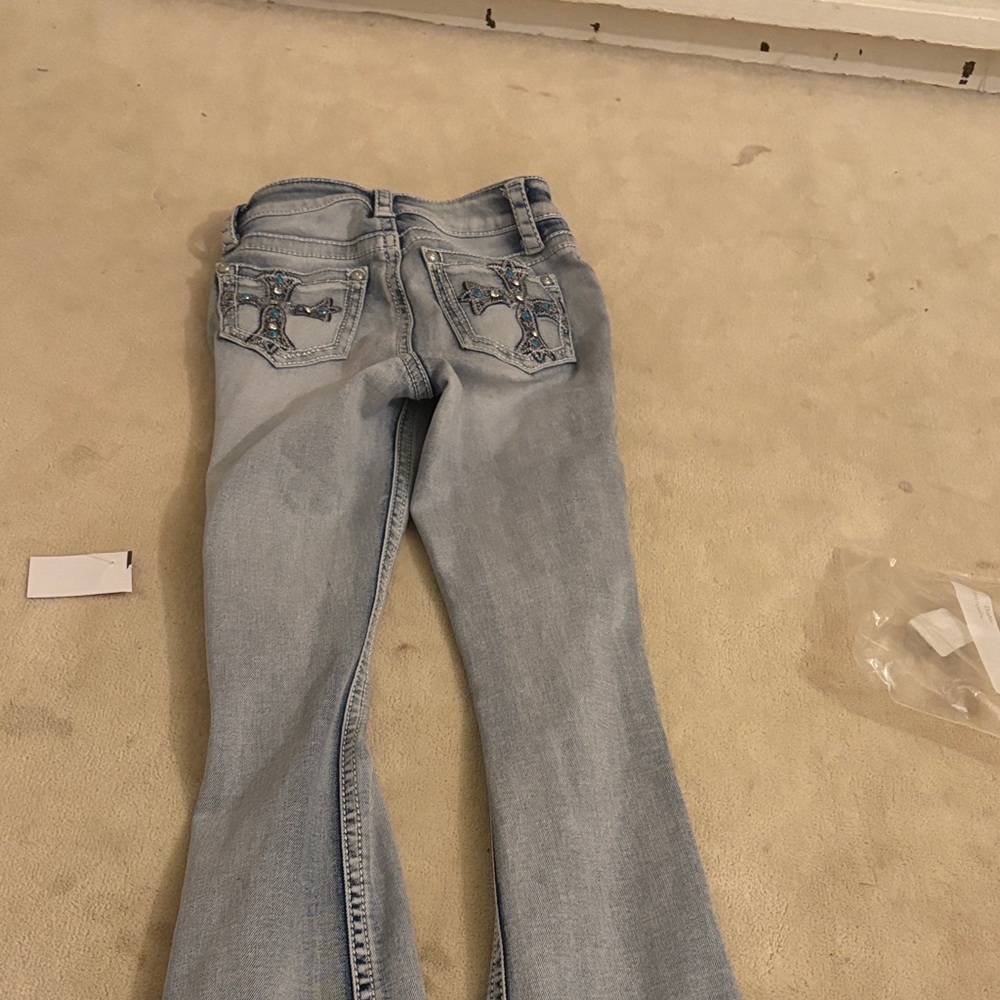 Embellished Light Blue Flare Jeans for Women